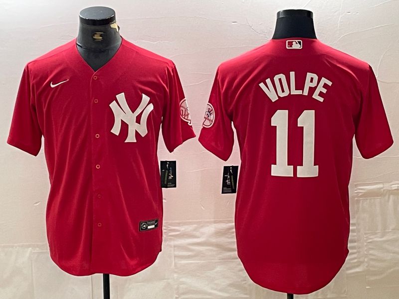 Men New York Yankees 11 Volpe Red joint name Nike 2024 MLB Jersey style 1